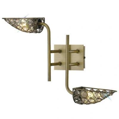 Image of Ashton Wall Lamp 2 Light Antique Brass, Crystal