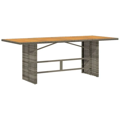 Image of vidaXL Garden Table with Acacia Wood Top Grey 190x80x74 cm Poly Rattan