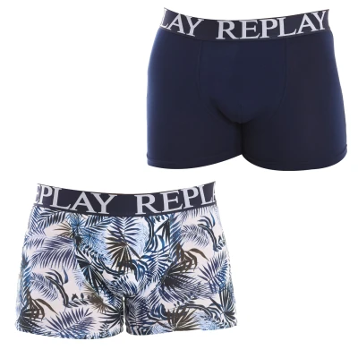 Image of Replay Mens Pack 2 Boxers I101238 men Blue Size Small