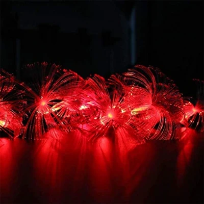 Image of ausuky 2.5M 10 LED Battery String Lights Fibre Optic Flower Fairy Decorative Christmas Wedding Party (Red)