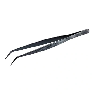 Image of Mercer Culinary Precision Plus Tong Fine Tip Curved 6, Stainless Steel, Black, 16 x 0.7 1.3 cm
