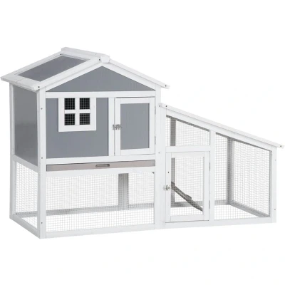 Image of PawHut Two Tier Rabbit Hutch Guinea PIG Cage W/Sunlight Panel, Roof, Slide Out Tray