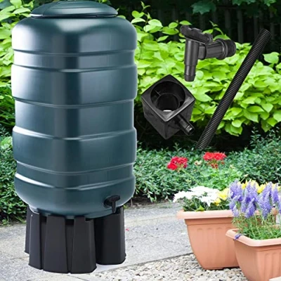 Image of Extra Large 250L Water Butt Set with Stand Diverter &amp; Tap Garden Barrel Rain Collector XL Size