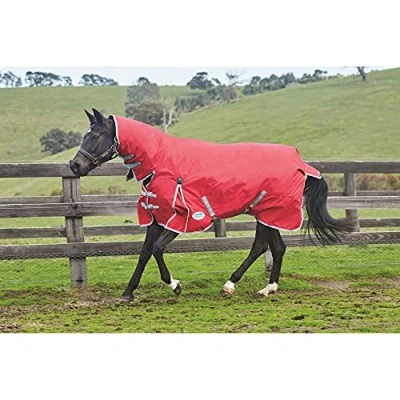 Image of WeatherBeeta ComFiTec Classic Combo Neck Medium/Lite Horse Rug, Red/Silver/Navy, 4&#039;6