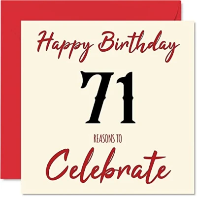 Image of Fun 71st Birthday Cards for Men Woman Reasons To Happy Card Dad Mum Great Grandad Grandpa Nanny Grandma Gran Uncle Auntie, 145mm x Greeting Cards,