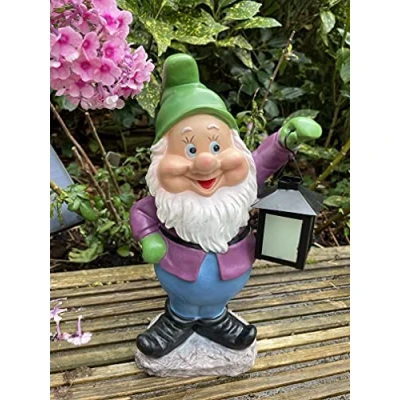 Image of Gnome Garden Ornament Large Gnomes Statue Decorative Light Outdoor Sculpture Resin Figurine Home Decor GIFT NEW (Green Hat)