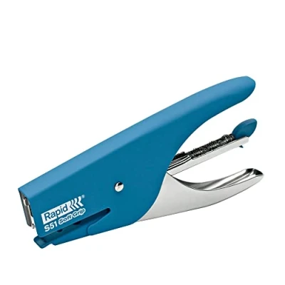 Image of Rapid Supreme S51 Stapling Pliers, 15 Sheet Capacity, Uses No. 21 Staples, Soft Grip, Metal and Rubber, Blue, 10538742