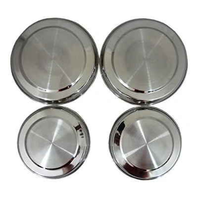 Image of EFG 4 Piece Stainless Steel Hob Cover Protector Lid Set, Silver, Universal