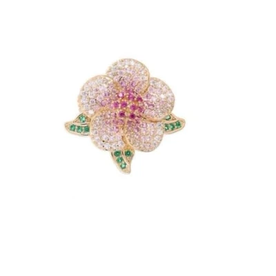 Image of Elegant Camellia Brooch Crystal Flower Pins Clothing Backpack Hat Decoration Lapel Pin Jewelry Gifts