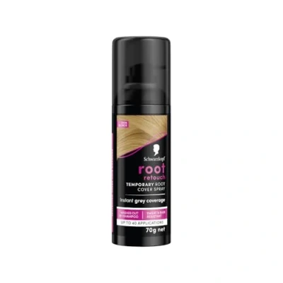 Image of Schwarzkopf Root Retoucher, Instant Temporary Hair Dye Spray for Blonde Regrowth, 40 Applications Blonde, Packaging May Vary