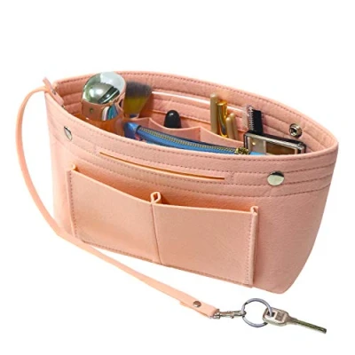Image of Soyizom Purse Organiser Insert for Tote Bag, Bag in with Keychain Speedy Neverfull, 8 Colors（Pink，Large）