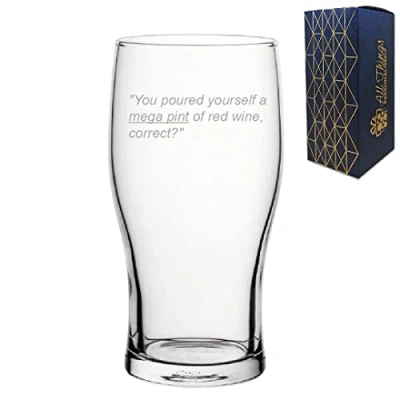 Image of Engraved Mega Pint Glass, 20oz Novelty Tulip, Funny Birthday Present for Him, Trial Quote Design, in The UK