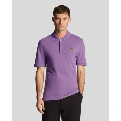 Image of Lyle &amp; Scott Mens Plain Polo Shirt in Purple Cotton Size Small