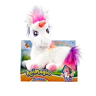 Image of Animagic: Rainbow The Glowing Unicorn Interactive Plush with a Magical Horn and Multicoloured Fur For Kids Aged 2+