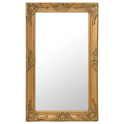 Image of vidaXL Wall Mirror with Bevelled Edge, 50x80 cm, Baroque Style, Rectangular, Gold, Wooden Frame