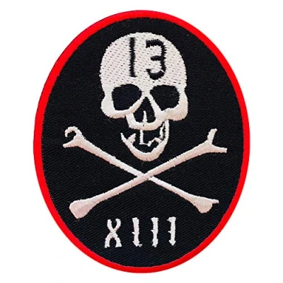 Image of REAL EMPIRE Lucky 13 Skull Biker Patch Iron On Sew Clothes Bag Badge Motorcycle Music