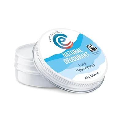 Image of Earth Conscious 100% Natural Deodorant Organic Balm Cream 60g Eco Friendly, Vegan, Plastic Free &amp; Cruelty Deodorants for Men and Women. UK Made (Pure Unscented)