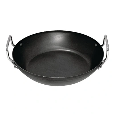 Image of Vogue GD074 Iron Paella Pan, 400 mm Diameter, Black