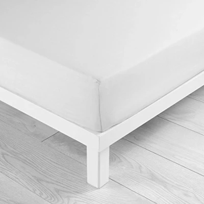 Image of douceur d&#039;intérieur, Oscar White Microfibre Fitted Sheet 160 x 200 cm Plain