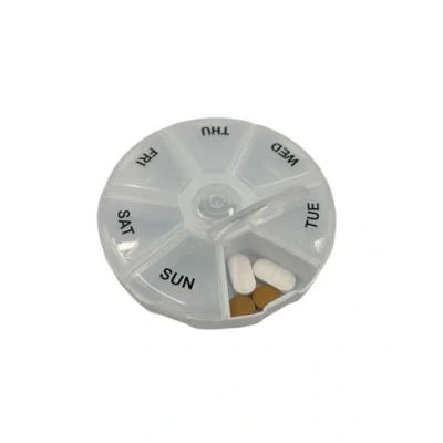 Image of Weekly Pill Box 7 Days Medication Organizer, Clear Plastic Easy Opening Lids, Portable Tablets, Vitamins, Supplements Organizer Monday Sunday Compact