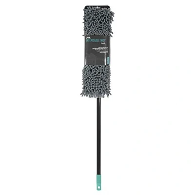 Image of JVL 20 033GY Super Absorbent Chenille Extendable Flat Floor Mop, Grey/Turquoise