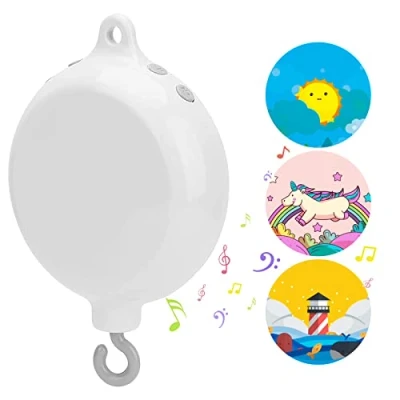 Image of FITNATE Baby Bedding Rotating Musical Box Mobile Music Toy Plays 35Tunes(without Brackets or Toys),Battery operated with Free 3 stickers, 128M Micro SD Card&amp;USB Cable for data transmission