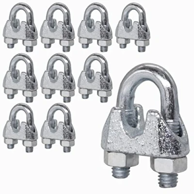 Image of (Pack of 10 pcs) Wire Rope Clamps M5, Cable Clips, DIN 741, Steel Clamp for Ø 6 mm Rope, U Bolt Saddle (10 pcs, M5 mm)