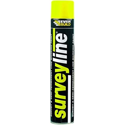 Image of Everbuild Surveyline Semi Permanent Spray Paint Ideal For Survey Line Marking High Covering Power Easy To Apply Yellow 700ml