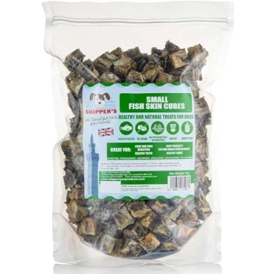 Image of SKIPPER&#039;S Dried Fish For Dogs Whitefish Skin Jerky Cubes Dog Treats 100% Natural, Healthy, Grain Free &amp; Low Fat BULK VALUE (Cube Size Small, 1kg Pack)