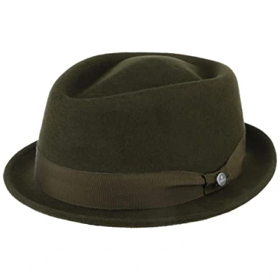 Image of Lierys Classic Porkpie Wool Felt hat for Women/Men Made in Italy Water Repellent Pork Pie Packable Summer/Winter Musician&#039;s Dark Green L (58 59 cm)