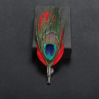 Image of HCMA Classic Peacock Feather Brooch Scarf Buckle Lapel Pins &amp; Brooches Jewelry Bridge Suit Wedding Men Accessories