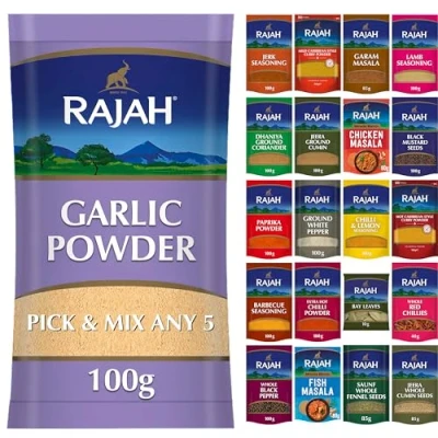 Image of Garlic Powder by Rajah Spices Rosun Guro Lasan na Lahsun ka Lehsan da Lehsun 5 x 100g or Pick Any