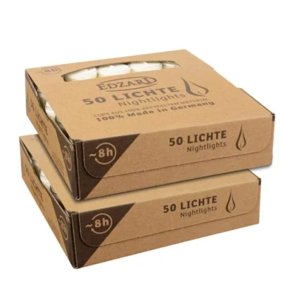 Image of EDZARD 100 Tea Lights, White (Diameter 38 mm, 8 Hours Burning Time) Made of Paraffin, Unscented, Nightlights, Lights for Light Glass, Ideal the Cornelius Permanent Candle by
