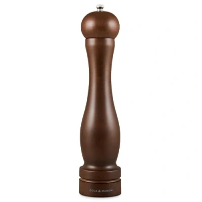 Image of Cole &amp; Mason HB1244P Forest Capstan Pepper Mill, Precision+ Wooden, Stained Beech Wood, 315 mm, Single, Includes 1 x Grinder
