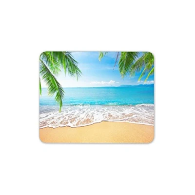 Image of Destination Vinyl Ltd Tropical Beach Mouse Mat Pad Sand Sun Holiday Palm Tree Gift PC Computer #8557
