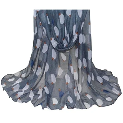 Image of World of Shawls Hedgehog Print Ladies Fashion Wrap Maxi Scarf Sarong Large Size (Grey)