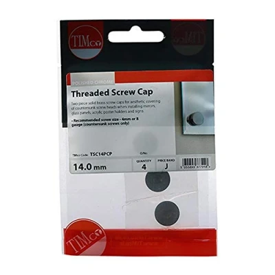 Image of TIMCO Threaded Screw Caps Solid Brass Polished Chrome 14mm