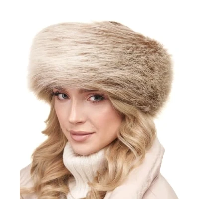 Image of Futrzane Classic Headband Faux Fur Headbands for Women Furry Band Winter Size XL (Light Brown Classic)