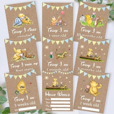 Image of Bear 1st Year Milestone Cards New Baby Gift Memory Unisex BOY