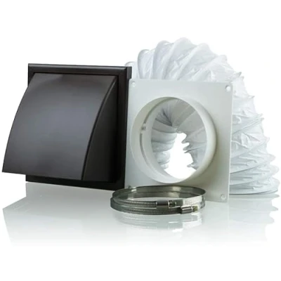 Image of 125mm Tumble Dryer Cooker Hood Extractor Fan Wall Duct Kit with Cowled External Shutter Vent 5 inch Brown