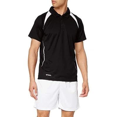 Image of Spiro Men&#039;s Team Spirit Polo T Shirt Black/White, 4X Large