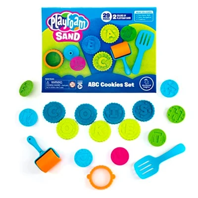 Image of Learning Resources Playfoam Sand ABC Cookies Play Toy with 2 Colours, 26 Letters &amp; Tool, for Moulding Sculpting, Preschoolers Toddlers Classroom Gifts Kids Boys Girls, Ages 3 4 5+, 2233, Multi color