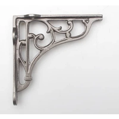 Image of Castelion® Single Small Cast Iron Edwardian Scroll Shelf Bracket High Quality Home Accessories Hardware Ornate Decor Shelving Brackets and Supports Mini Size 5&quot; (13cm)