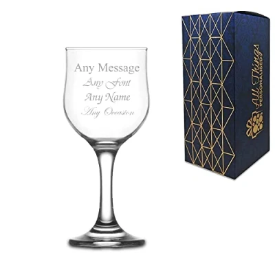 Image of Personalised Engraved 240ml Nevakar Wine Glass, Gift Boxed, Perfect for Any Lover