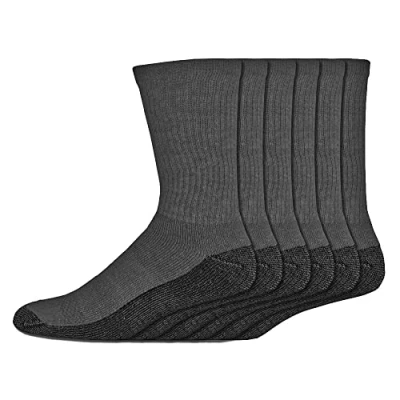 Image of ThreadTrade 10 Pairs Men&#039;s Industrial Crew Boot Work Socks Cushioned Heavy Duty Reinforced Toe &amp; Heel Sports UK 6 11 (Charcoal)