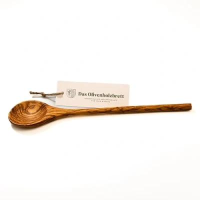 Image of Olive wood long wooden spoon, round head and handle, spoon (35 cm)