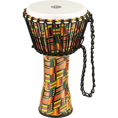 Image of Meinl Percussion Rope Travel Djembe Medium Sized Handdrum With Nylon Ropes Diameter 10 Inches Plastic, Multicoloured (PADJ5 M F)