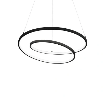 Image of OZ Dimmable Swirl 60cm Integrated LED Pendant Ceiling Light Black, 3000K