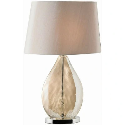 Image of Kew Table Lamp Gold Effect, Glass, Mink Silk E27