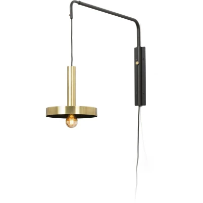 Image of Whizz Wall Light Extendable Satin Gold, Black 1x E27